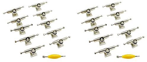 Remingtape 20 Stücke 29 mm Fingerboard Trucks Finger Skateboard Deck mit Muttern mit Schraubenschlüssel Schraubendreher für Finger Skateboards