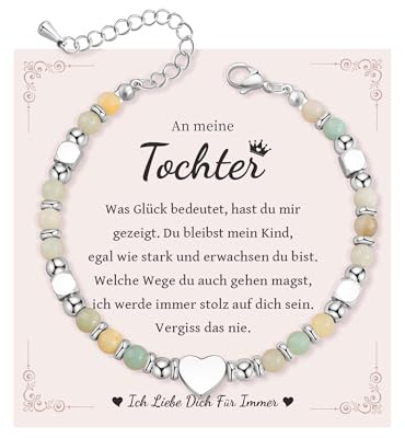 MANVEN Geschenke für Beste Freundin Schwester Tochter Frauen Mädchen | Herz Natursteine Armband für Weihnachten Geburtstag Abschluss