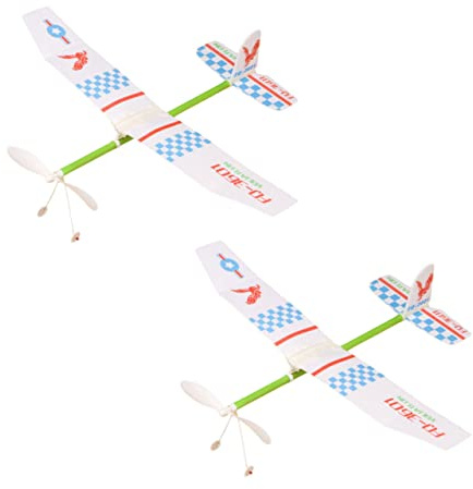 BESPORTBLE Rubber Band Powered Glider Plane Model Toy for Kids, 2pcs Mini Flying Glider Planes Educational Outdoor Toy Set