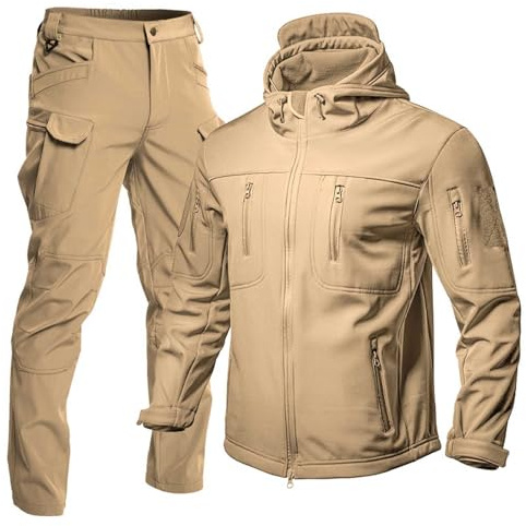 Generisch Tuta da pesca da uomo, invernale, tuta tattica, pile softshell, spesso, alpinismo, campeggio, tuta da jogging, allenamento tattico, impermeabile, giacca da combattimento e pantaloni, giacca