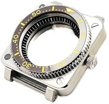 MCNVNEFSAW SKX007 Klockboett Fyrkantig cockpitboett for NH35 NH36 7S26 Automatiskt urverk 28,5 mm urtavla Dykarklocksboetter klockfodral(S06,Mineral glass case)