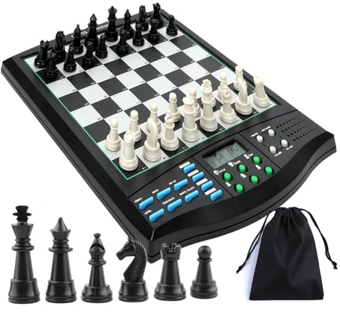 Elektronisches Schachbrett - Intelligenter KI-Unterricht, 3 Spielmodi, 99 berühmte Spielpunkte, ideal für Anfänger und Fortgeschrittene, geeignet für Kinder und Erwachsene