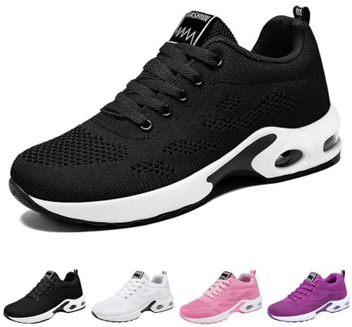 Générique Baskets Femme, Baskets Femme Chaussure Orthopédique Sport À Confort Orthopedique - Respirantes, Semelle À Coussin d'air, Durables Et Polyvalentes pour Sports Et Quotidien, Noir