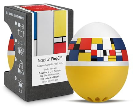 Mondrian PiepEi – Timer per uova cantante – Cuocere per 3 gradi di durezza – Per gli appassionati della pittura astratta – cuoco divertente – musica Eggtimer – Brainstream