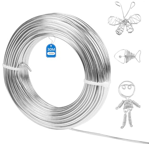 SUPAWAY Ø3,0mm Auminiumdraht 30m Länge Basteldraht, Craft Aludraht, Silber | Aluminium Modellierdraht Schmuck Alu-Draht Blumendraht für Schmuckherstellung Handwerk Modellieren Armaturen Skulpturen