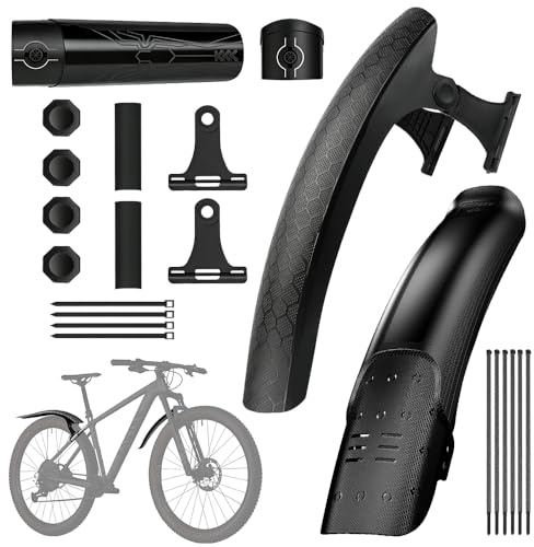 Afenau Fahrrad Schutzblech Set, 2 Stück Schutzblech Mountainbike mit Zubehör, Abnehmbares MTB Schutzblech, Reifenbreiten von 50–70 mm für 24-29 Zoll Mountainbikes, Rennräder
