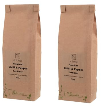 Dr Forest Organic Chilli and Pepper Fertiliser 3-3.5-7 - High Potash Slow Release Plant Food for Chillies and Peppers - Feed with Calcium - Made with Organic Ingredients - Handmade in Stockport