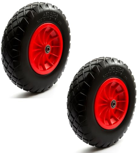 Pack Of 2 PU 16'' 4.80-8 4.00-8 Tyres 8'' Wheel Puncture Proof & Solid Wheelbarrow Cart Fits 16mm Axle Bearing Code 6202-2RS