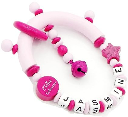 Greifling mit Namen - Kleine Prinzessin/Stern in pink/rosa