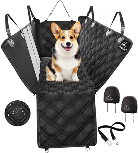 Meadowlark Dog Car Seat Cover with Mesh Window, Heavy-Duty Pet Seat Cover for Back Seat, Extra Padded Non-Slip Dog Hammock, Water-Resistant Back Seat Protector for Cars Trucks and SUVs (54 W x 58 L)