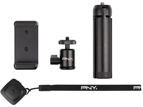PNY Universal Mini Tripod & Wireless Remote for Smartphone, Camera, Go Pro, Webcam | P-T-BTRI001K-RB