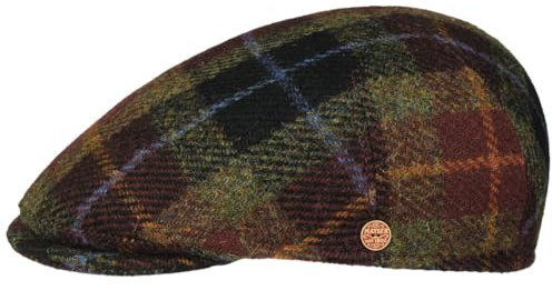 Mayser Sidney Harris Tweed Flatcap Schirmmütze Schiebermütze Wollcap Herrencap Herren - Made in The EU mit Schirm, Futter Winter Herbst-Winter - 61 cm Bordeaux
