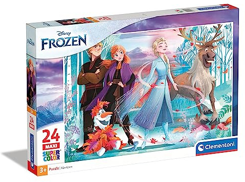 Clementoni 28513 Maxi Frozen 2 – Puzzle 24 Teile ab 3 Jahren, farbenfrohes Kinderpuzzle mit extra großen Puzzleteilen, Geschicklichkeitsspiel für Kinder