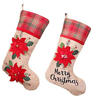 Omenluck Weihnachtsstrumpf 3D Leinen Kamin hängende Socken Süßigkeiten Tasche Ornamente Garten Dekoration