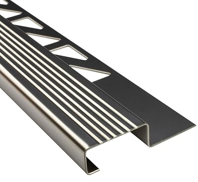 5x Edelstahl Stufenprofil Fliesenleiste Profil Treppen 10mm glänzend | Für saubere Stufenkanten und geschützte Treppenabschlüsse, 10mm Profilhöhe, 2,5m, Edelstahl, glänzend, silber, 5 Stück