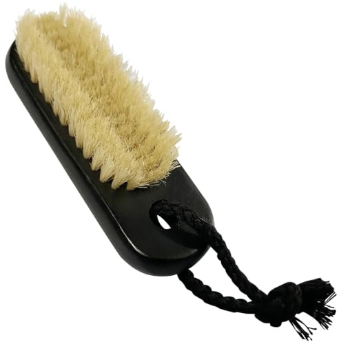 Coralpearl Holz Nagelbürste Schwarz Naturborsten 1 Stück, Handwaschbürste Reiniger, Fingernägel Zehennägel Bürste, Handwerkerbürste Scheuerbürste, Scrubbing Reinigungsbürsten (mit Aufhängekordel)