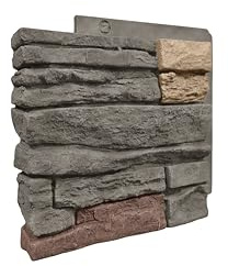 GenStone Faux Stacked Stone Left Corner Panel 12.5 x 11.25 in Stratford Color for Do It Yourself Friendly Home Improvement Projects