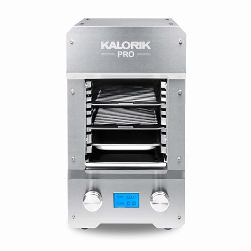 Kalorik Steakhouse Grill Pro Electric Broiler, 1500°F Stainless Steel Steak Cooker with 2 Grill Plates, Electric Grill for BBQ Burgers & Fish, 1600-Watts, Stainless Steel