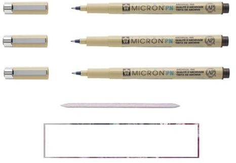 Sakura Pigma Micron PN Schwarz, 3 Stück und ESTOMP