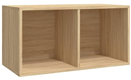 Makastle CD Regal Standregal mit 2 Fächern, CD-Aufbewahrung Bücherregal Medienschrank Wohnzimmer, Schallplatten Aufbewahrungsbox CD-Box Kasten Schallplatten Sammlung Regal 71x34x36 cm Spanplatte
