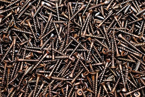 (1000) Square Drive Flat Head 8 x 1-1/4 Particle Board Wood Screws Plain #8