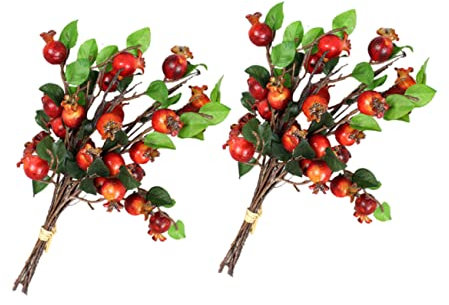 Cabilock 2stücke Künstliche Blumenstrauß-Dekoration Hagebuttenstrauß Wohndekoration Blumenschmuck Für Wohnzimmer Deko-blumenstrauß Blumenornament
