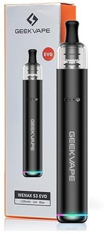 GEEKVAPE WENAX S3 EVO Pod Kit 18W (Stylus 3) 1100mAh Batteria | 2ml 0.8ohm S Pod Cartuccia Vape Pen No Nicotine No Liquid - Resistenza MTL per GEEKVAPE (Black)