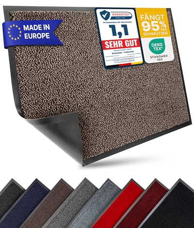 Entrando Schmutzfangmatte 120x180 cm - Fußmatte innen außen, Braun Schwarz | Extra große Sauberlaufmatte und Eingangsteppich für Haushalt und Gastronomie - waschbar, rutschfest, saugstark, flach