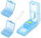 IZyufan Pill Cutter with 2 Small Pill Box, Portable Pill Splitter with Blade and Storage Compartment, Pills Cut in Half Quarter for Tablet Vitamin Medicine and Pills Tablets (Blue)