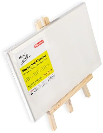 Mont Marte Chevalet de Table avec Toile 20x30cm – Chevalet compact en Pin – Pour Peinture et Expression Artistique