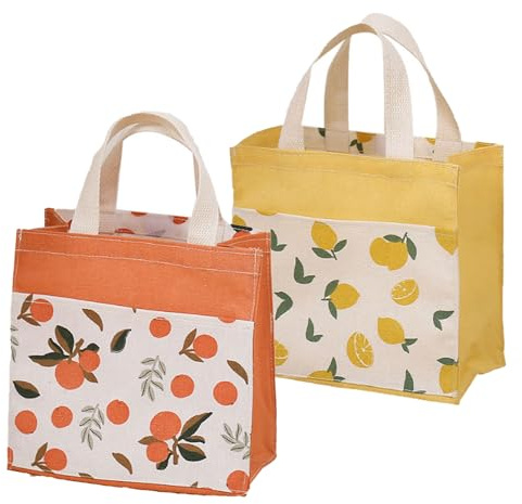 Spldsun 2 Pezzi Borsa Tela Donna, Mini Borsa Tote Tela, Borsa Pieghevole Spesa, per Lo Shopping In Movimento, Adatto Alle Donne (22cm X 22cm)
