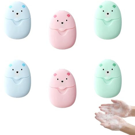 6 Pieza Cajas Jabón de Papel Portátil, Jabón de Papel, Portátiles Jabón de Papel, Hojas de Jabón de Viaje, Laminas de Jabon para Las Manos, Adecuado para Viajar, Al Aire Libre, Llevar Consigo