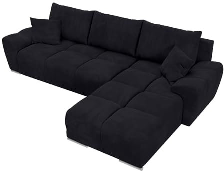 BROMARKT Ecksofa mit Schlaffunktion und Bettkasten Sofa L Form Couch 294x184 cm Fünfsitzer Wohnzimmer Eckcouch Bettsofa Schlafsofa Wohnlandschaft NUBES Graphit