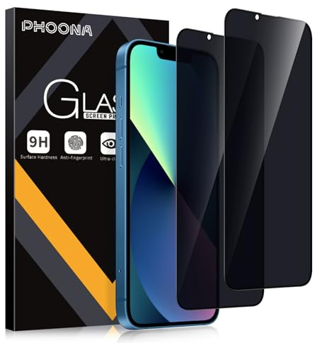 Phoona Privacy Screen Protector for iPhone 13 MiNi 5.4 inch, 9H Hardness Anti-Peep Protective Glass, Anti-Scratch, Anti-Spy Protection for the Screen, Pack of 2