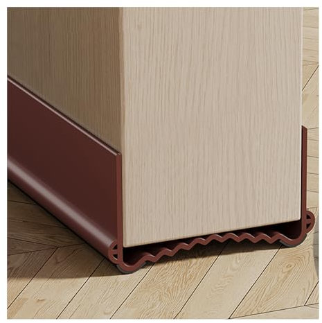 Veki 100cm Bas de Porte Isolant, Boudin de Porte Anti Froid, Joint de Porte Anti Bruit, Phonique Thermique Bande d'Étanchéité Protège des Courants d'air et des Insectes (Marron, Largeur 5,5-8 cm)