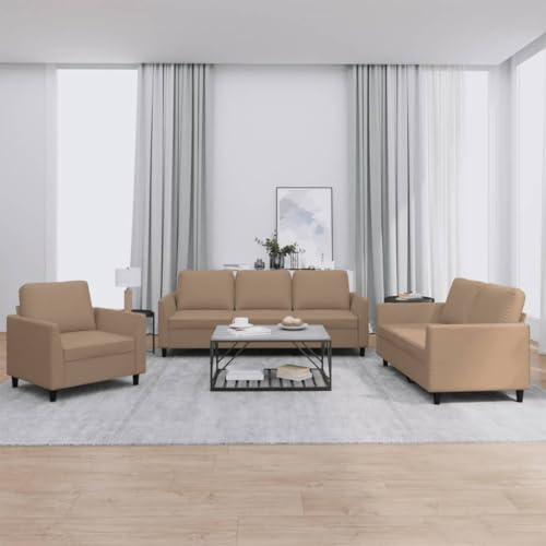 SECOLI Sofa Set 3 2 1 Wohnzimmer Sofas Set 3 Sitzer + 2 Sitzer+ Sessel Sofagarnituren Sofa Wohnzimmer Sofas & couches 3 2 1 Set-Cappuccino-Braun Kunstleder-3-tlg
