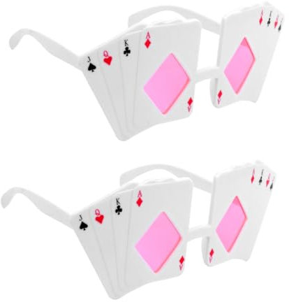 CAXUSD 1 Satz 2 Stk Spielkartenbrille Halloween-Trickspielzeug Hip-Hop-Brille Cosplay-Brille Partydekoration Kartenspielen Gläser Partybrille Spielkartenbrille lustig Sprühfarbe Abs Weiß