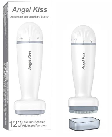 Angel Kiss Microneedling Stamp - 120 Aghi in Titanio - Dermastamps Regolabile 0-2,0mm - Penna Microneedling Professionale per Barba, Crescita Capelli, Corpo, Viso, Rinnovamento della Pelle