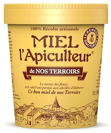 Délice Naturel: Miel Local de Nos Terroirs L'Apiculteur - Pot en Carton 500g Récolte Locale, Saveurs Authentiques - Confitures, Miels et plus - Le Lot De 3