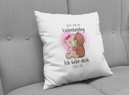 LIEBTASTISCH - Cojín personalizado con nombre - Te amo - Diseño romántico - Idea de regalo para enamorados - San Valentín - para él y ella - blanco