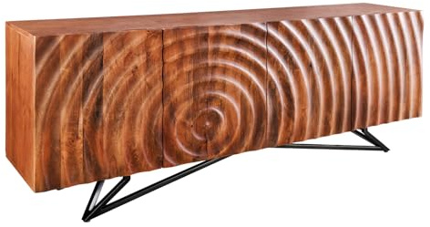 Riess Ambiente Design Sideboard Zen 180cm braun Mangoholz Metallgestell schwarz Handmade Buffet Wohnzimmerschrank Esszimmerschrank Stauraum Aufbewahrung