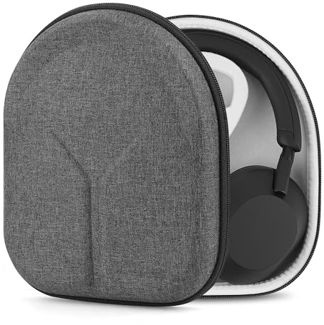 Geekria Shield Headphones Case Compatible with Sony WH-1000XM5, WH-1000XM4, WH-1000XM3, WH-CH720N, Replacement Hard Shell Travel Carrying Bag with Cable Storage (Dark Grey)