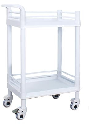 Friseurwagen Rollwagen mit Lagerung Erhöhte Leitplanke ABS-Material, Kosmetikwagen Servierwagen, für Küche, Badezimmer, Büro(C,S)