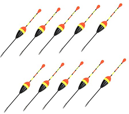 YARNOW 10pcs Fishing Floats Bobbers Set 1.2g Plastic Buoy Crucian Carp Fishing Tackle Tool for Freshwater Sea