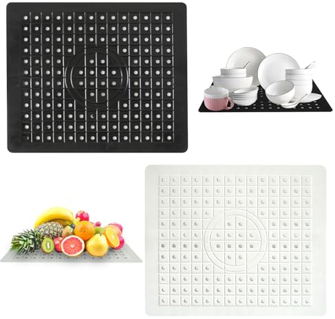 HWMYTOP 2 Stück Spülbeckeneinlage 31 x 26cm Spülbeckenmatte Rechteck Spülmatte für Spülbecken Einlage Matte für Spülbecken Matte Spülbeckenschutz Spritzschutz Waschbecken Spülmatte