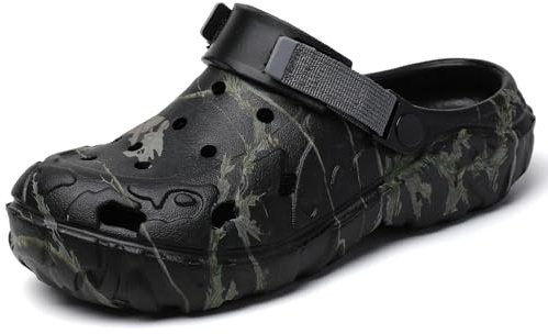 CERYTHRINA Zuecos de Jardín para Unisex Hombre Sandalias Ligeras y Transpirables sin Cordones, para Verano, Playa, Caminar Negro 44