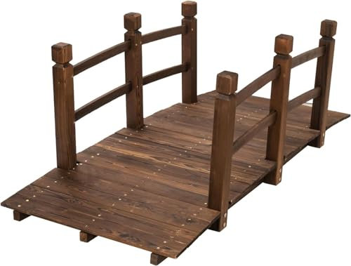 VBVARV Gartenbrücke Teichdekorationen Holzgartenweg Für Draußen Für Holzweg Für Draußen,Wood,140X60X52CM