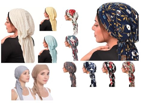 Förbunden huvudbonad huvudsjal kemo huvudbonad mössa huvudskydd halsduk turban keps bomull alopeci bandana, Mörk mintgrön, Einheitsgröße