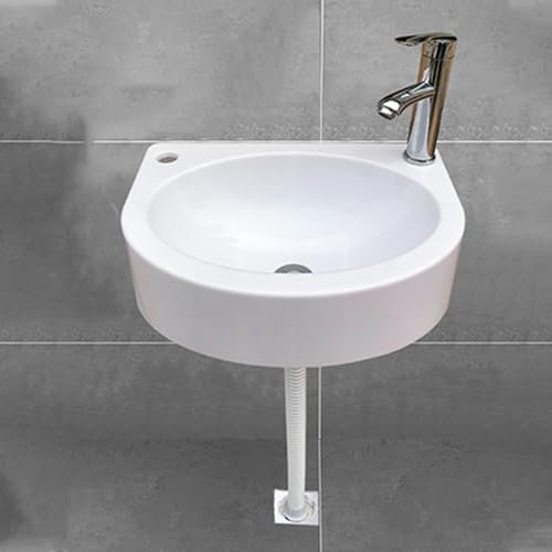 XRB2050 Lavabo da Bagno Ovale, 45x34x14.5cm/17.7x13.4x5.7inch Mini Lavabo in Resina Piccolo Nessuna perforazione Delicato Sui Muri per Bagno Guardaroba WC Bianco Accessori D