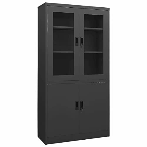 Somanki Büroschrank, Aktenschrank, Werkzeugschrank, Metallschrank, Stahlschrank, Kellerschrank, Universalschrank, Lagerschrank, Büro Schrank, Anthrazit 90x40x180 cm Stahl